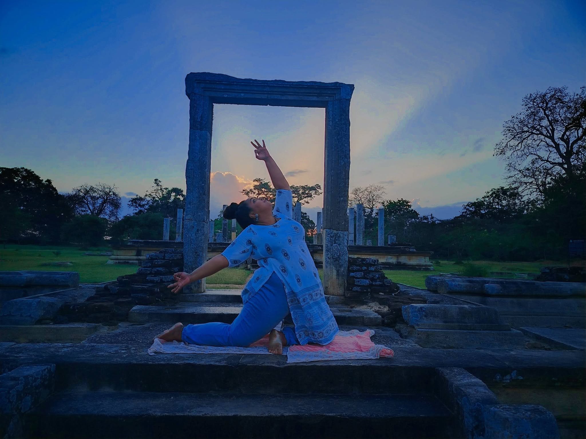 Yoga at an ancient Sri Lankan site